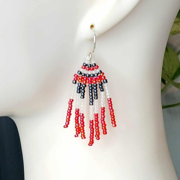 BOGO EARRINGS Small Beaded Fringe Dangle Earrings, 2.25" - Picture 1 of 8